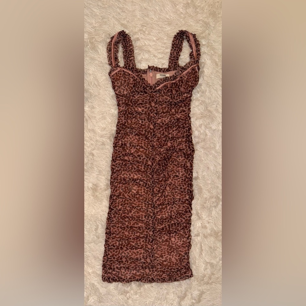 NWOT House of CB AUDRA ANIMAL PRINT MESH BUSTIER DRESS sz S - Picture 3 of 7